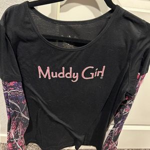 Long Sleeve Muddy Girl Pink Camo Shirt.